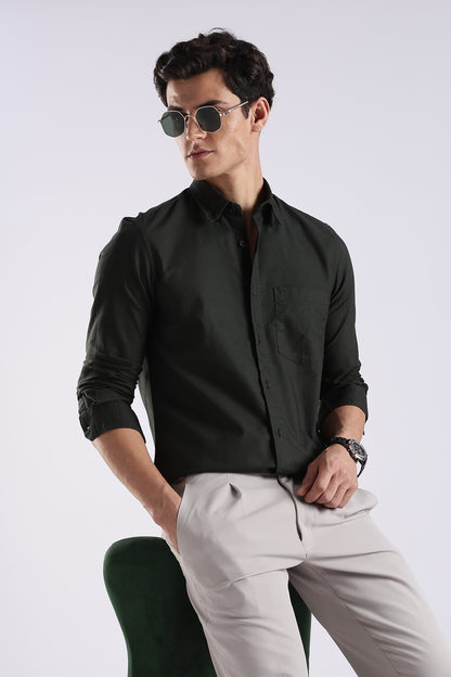 Cotton Oxford Solid Shirt Dk Green