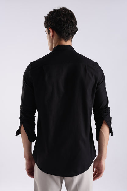 Cotton Oxford Solid Shirt Black