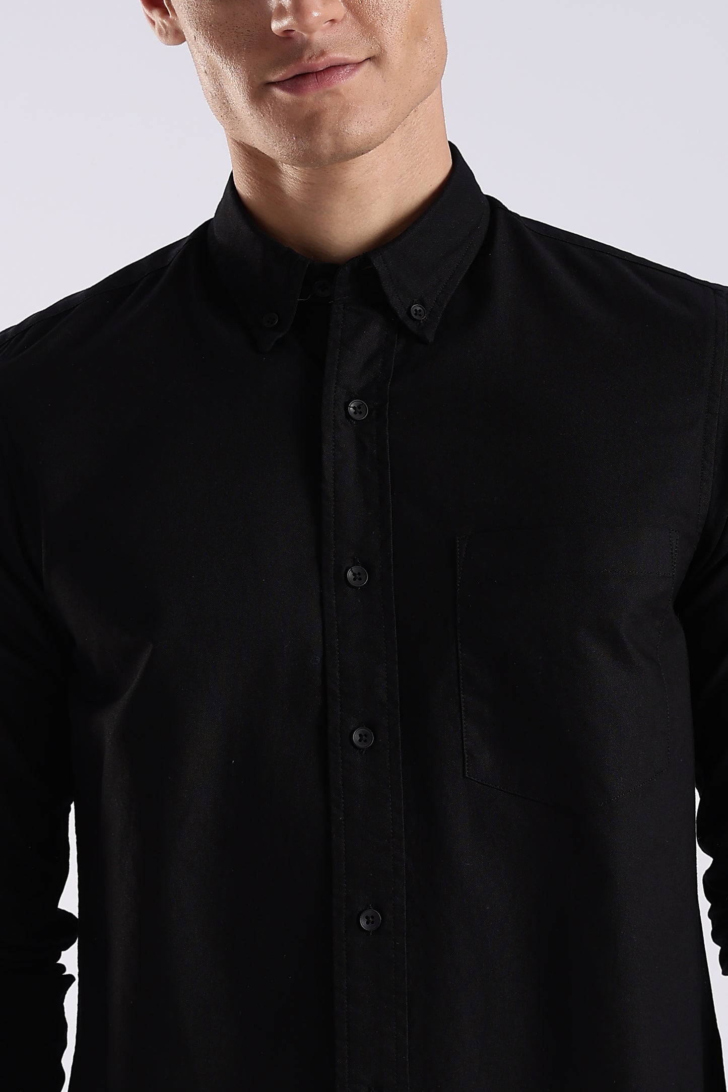 100% Cotton Oxford Solid Shirt Black