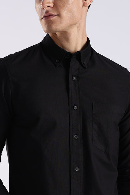 Cotton Oxford Solid Shirt Black
