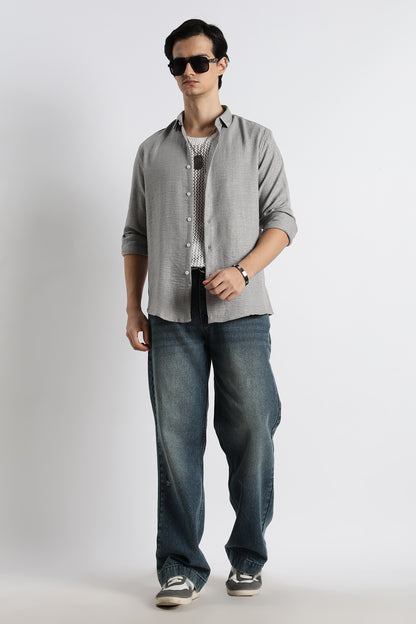 The Minimalist Linen Look Shirt Lt Grey