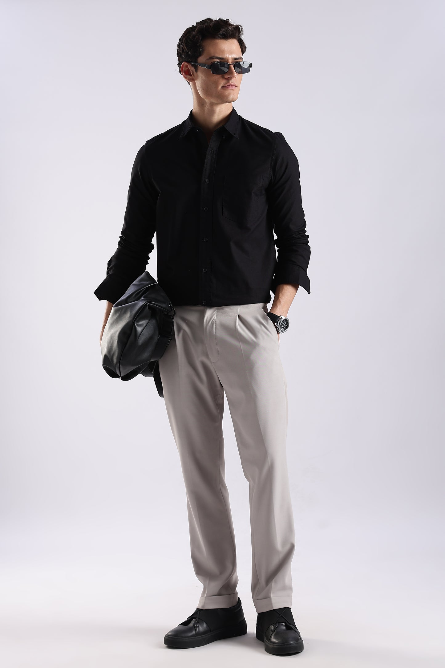 100% Cotton Oxford Solid Shirt Black