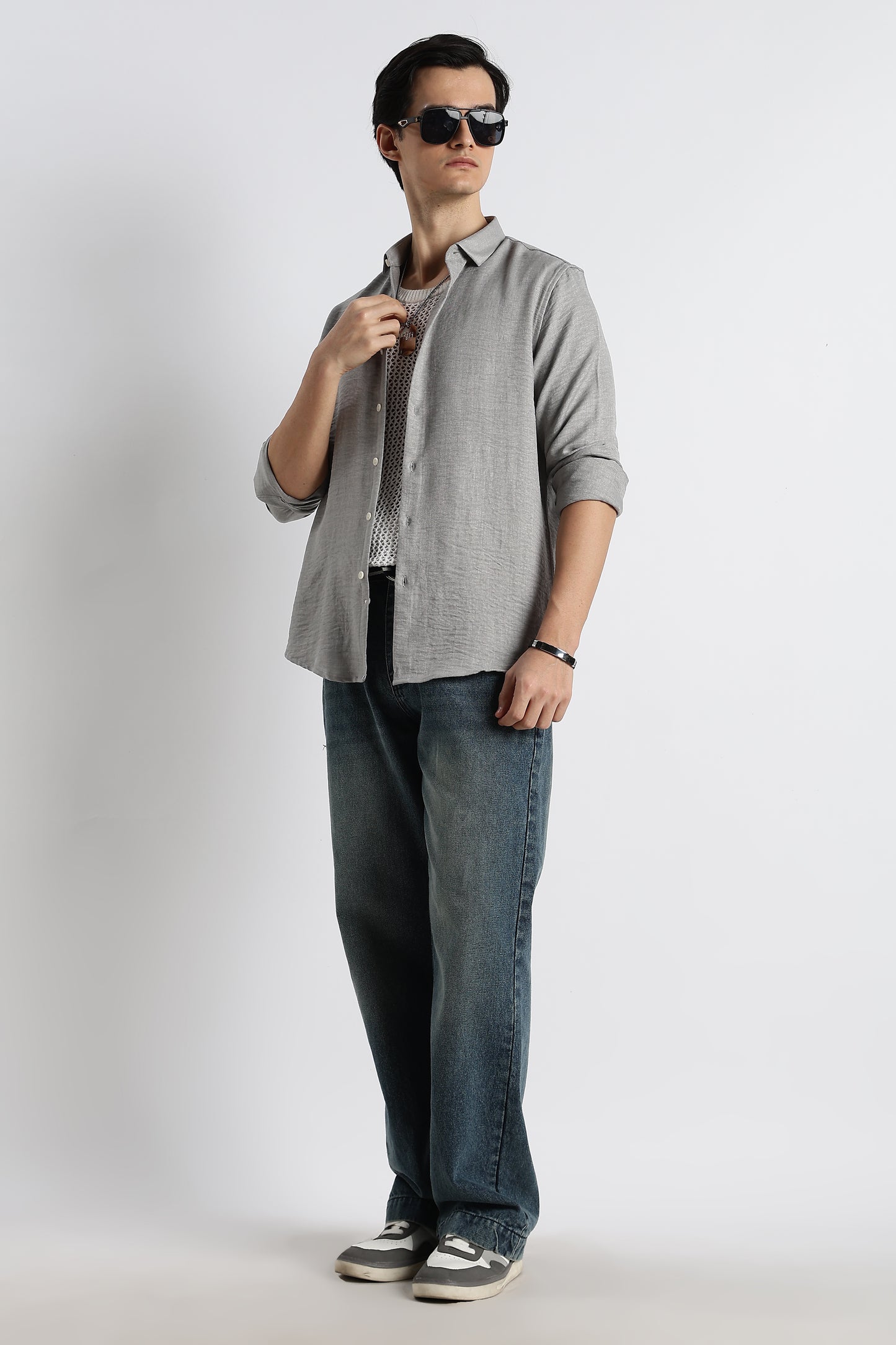 The Minimalist Linen-Blend Shirt Lt Grey