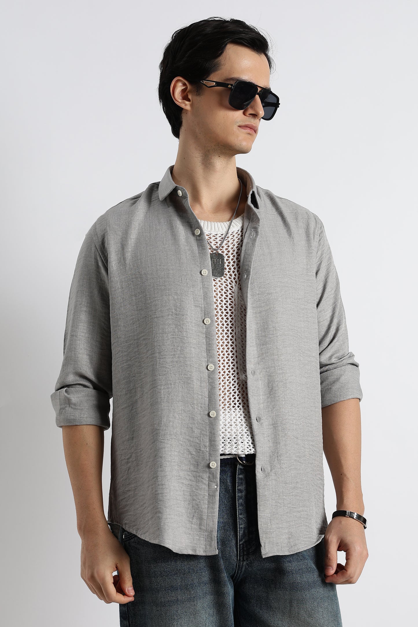 The Minimalist Linen-Blend Shirt Lt Grey