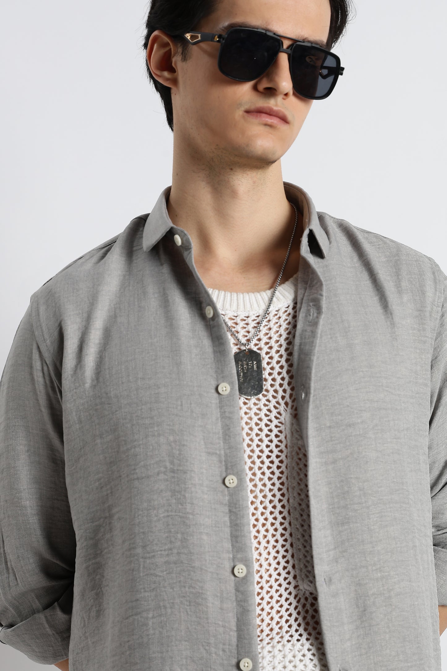 The Minimalist Linen-Blend Shirt Lt Grey