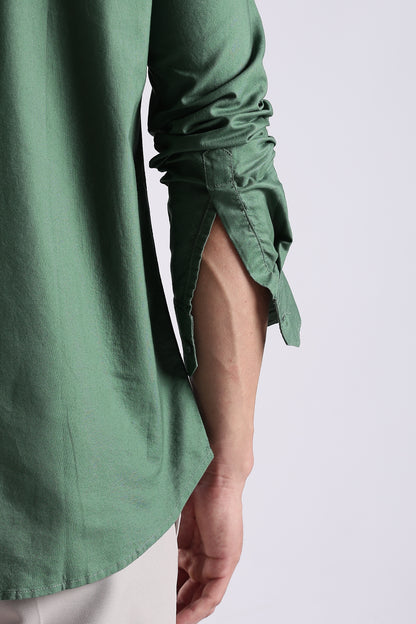 Cotton Oxford Solid Shirt Green