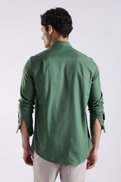 Cotton Oxford Solid Shirt Green