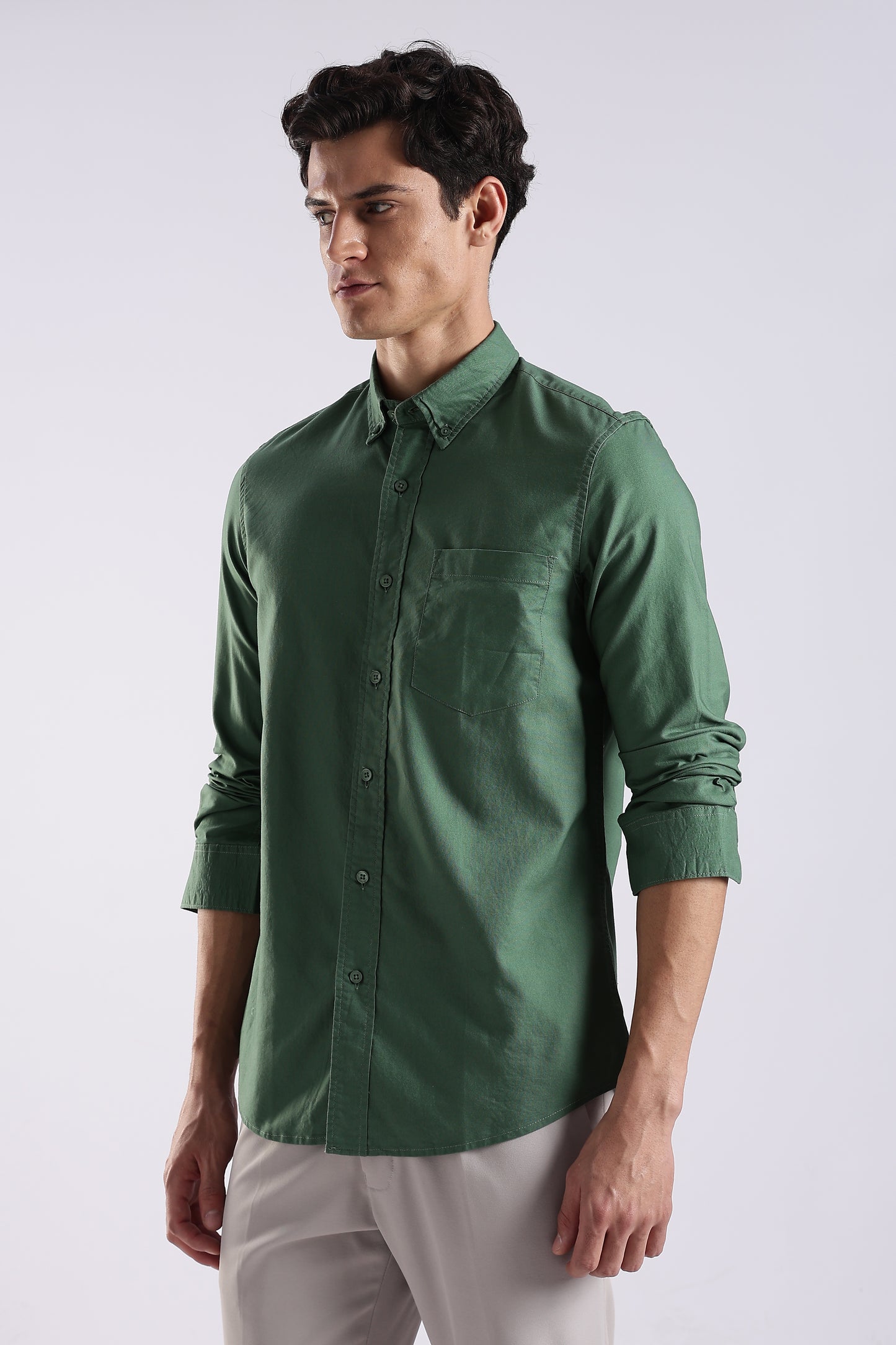 100% Cotton Oxford Solid Shirt Green