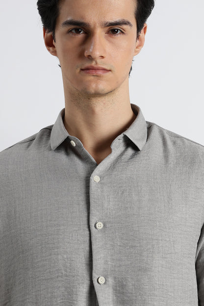 The Minimalist Linen Look Shirt Lt Grey