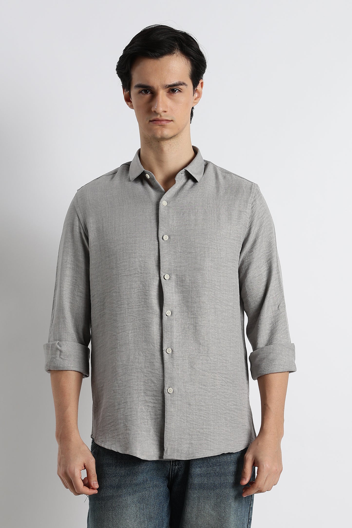 The Minimalist Linen-Blend Shirt Lt Grey