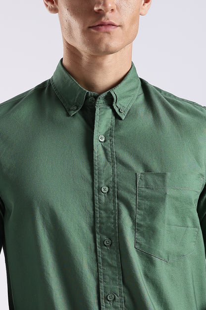Cotton Oxford Solid Shirt Green