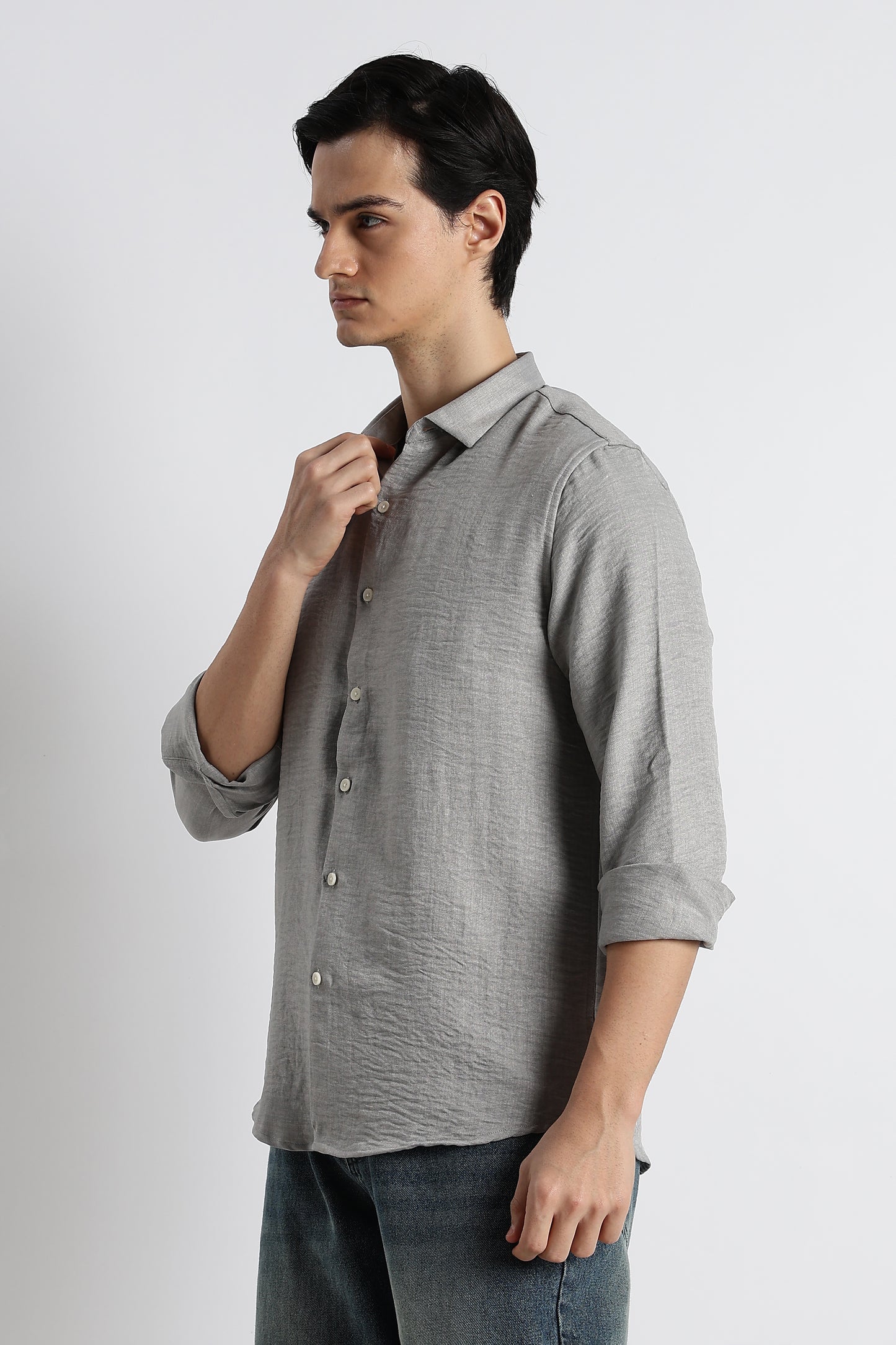 The Minimalist Linen-Blend Shirt Lt Grey