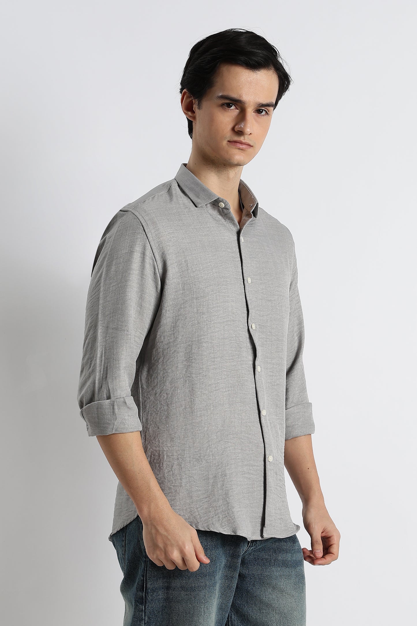 The Minimalist Linen-Blend Shirt Lt Grey