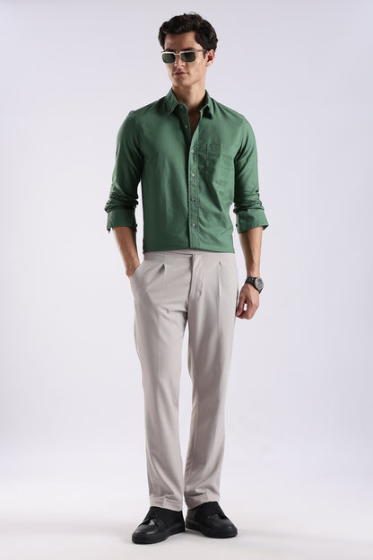 Cotton Oxford Solid Shirt Green