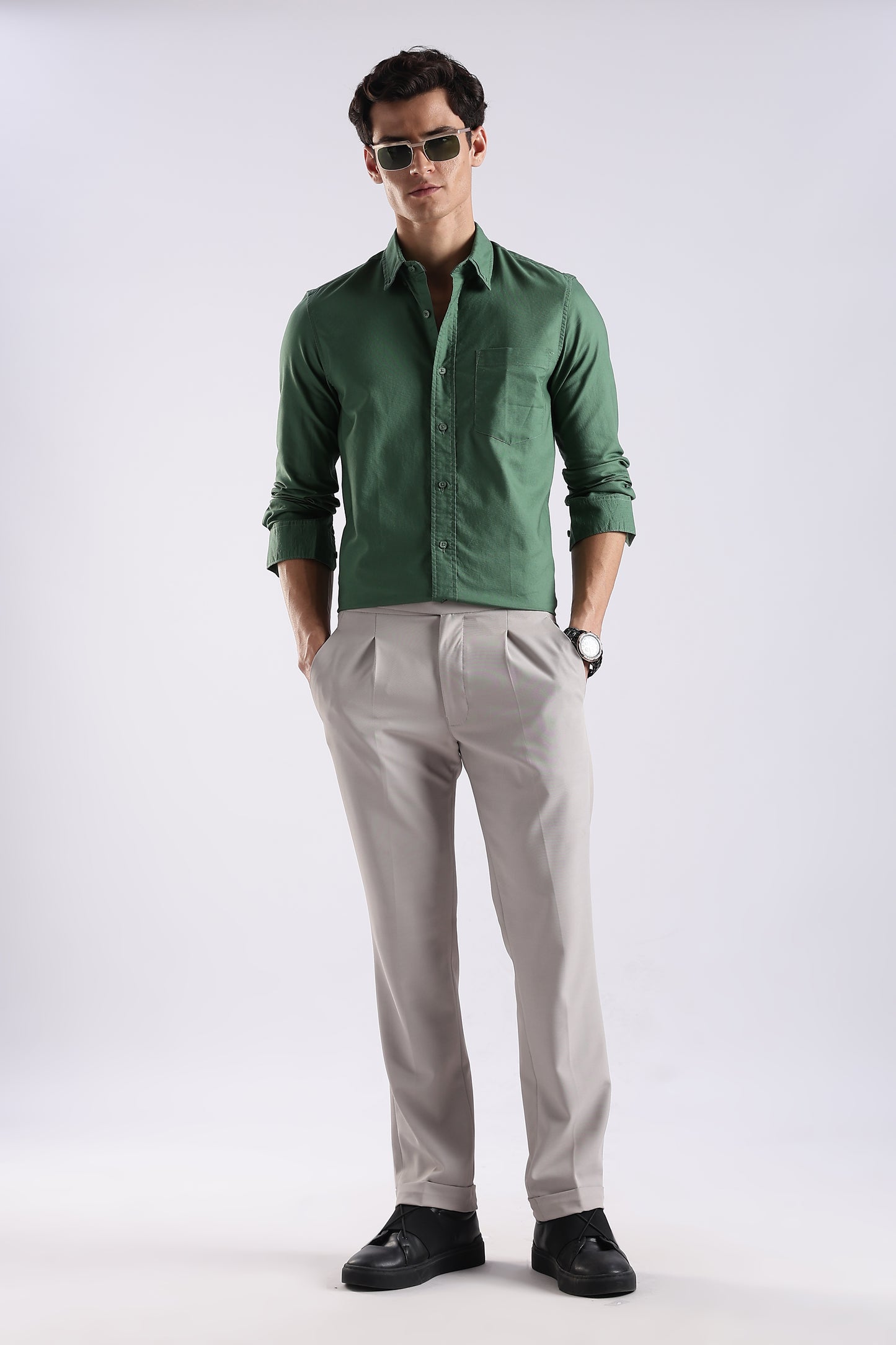 100% Cotton Oxford Solid Shirt Green