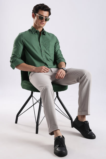 Cotton Oxford Solid Shirt Green