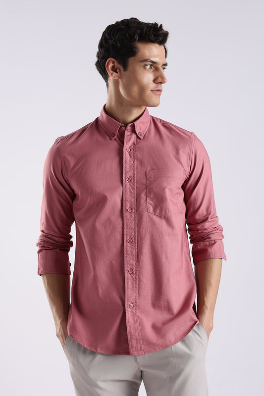 100% Cotton Oxford Solid Shirt Dk Pink