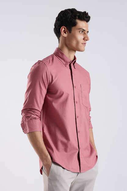 Cotton Oxford Solid Shirt Dk Pink