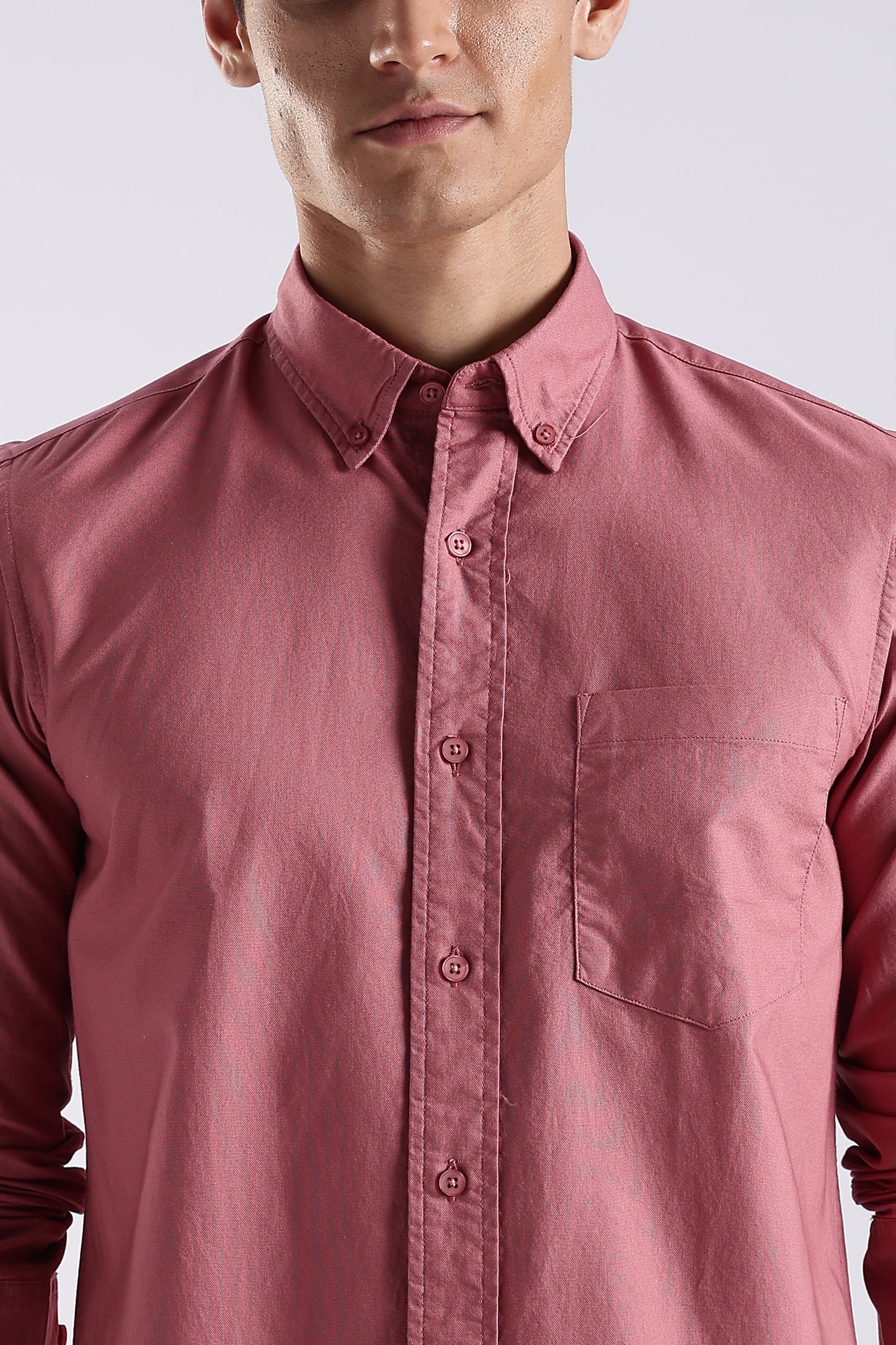 100% Cotton Oxford Solid Shirt Dk Pink