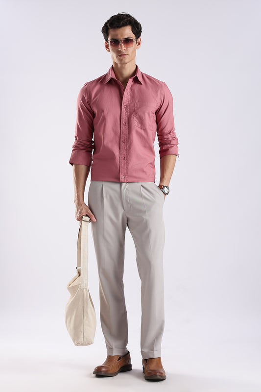 100% Cotton Oxford Solid Shirt Dk Pink