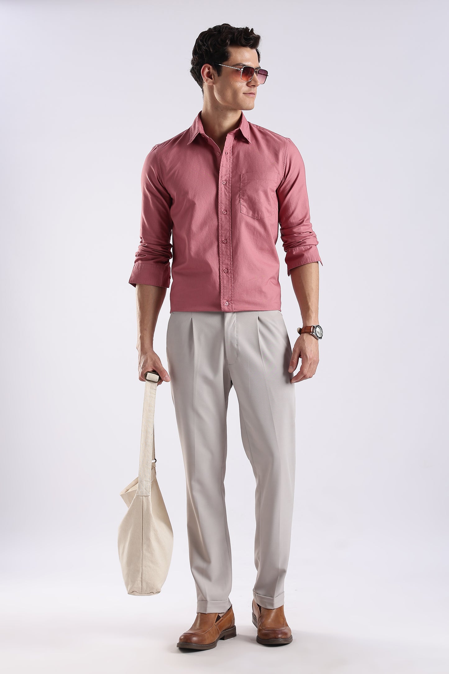 100% Cotton Oxford Solid Shirt Dk Pink