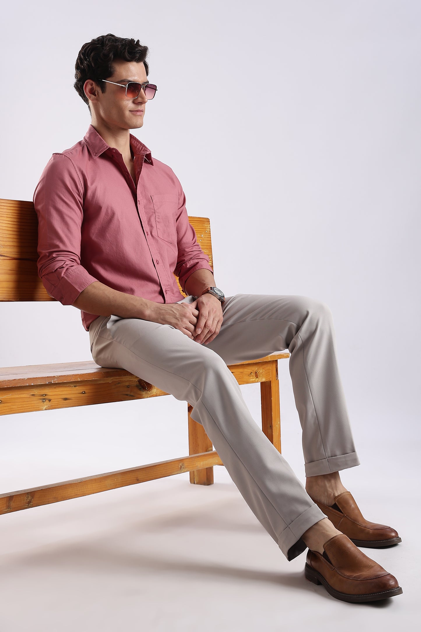 100% Cotton Oxford Solid Shirt Dk Pink