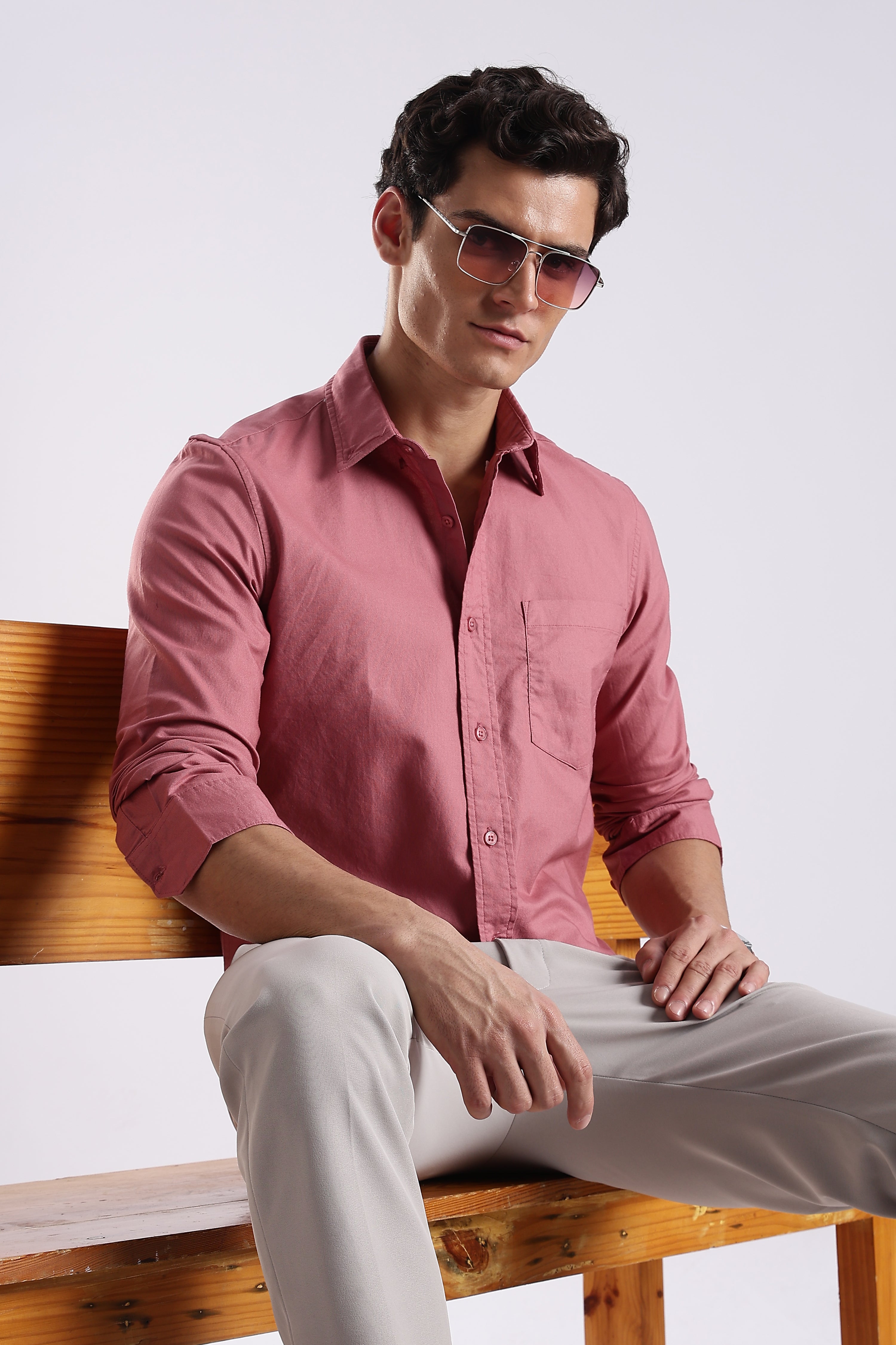 Cotton Oxford Solid Shirt Dk Pink