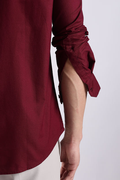Cotton Oxford Solid Shirt Maroon