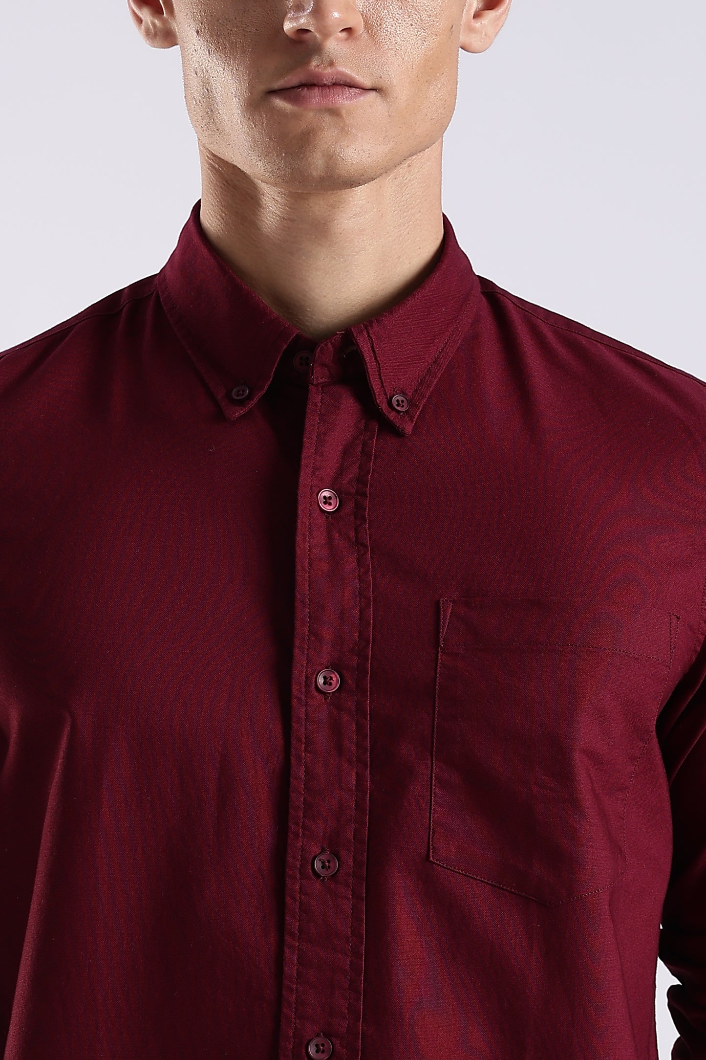 100% Cotton Oxford Solid Shirt Maroon