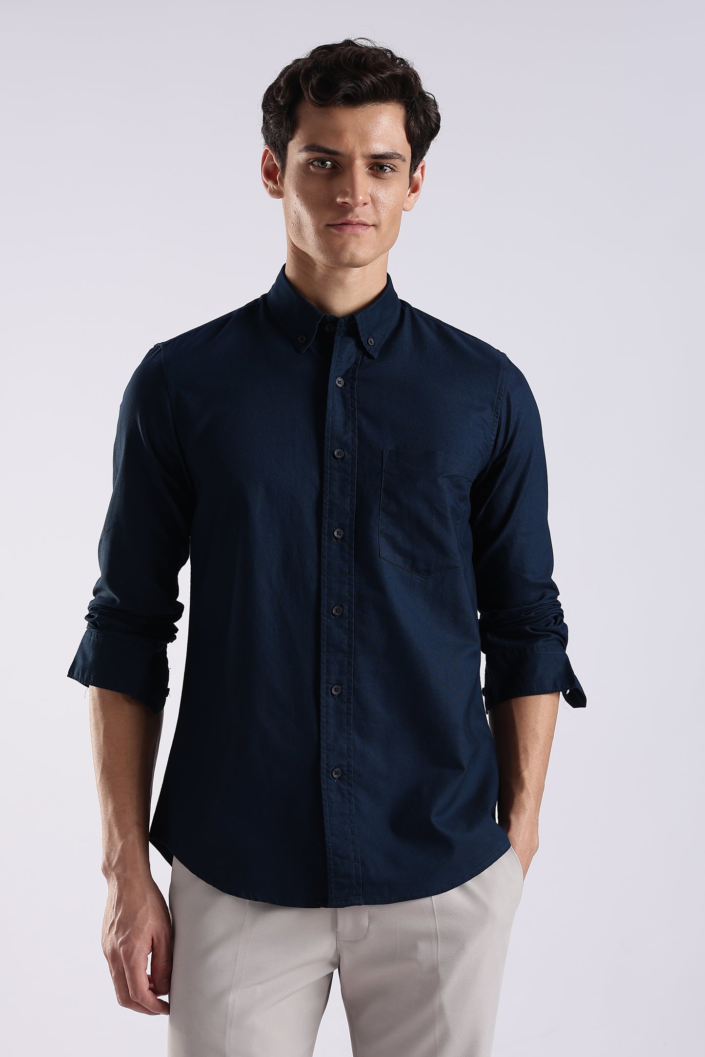 100% Cotton Oxford Solid Shirt Royal Blue