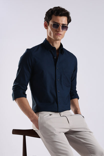 Cotton Oxford Solid Shirt Royal Blue