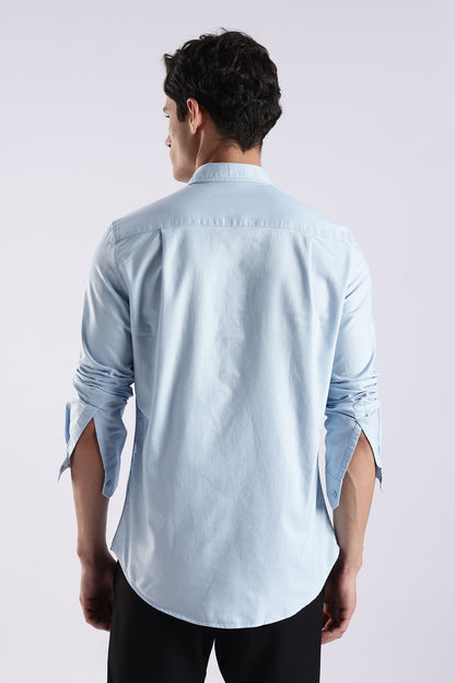 Cotton Oxford Solid Shirt Sky Blue