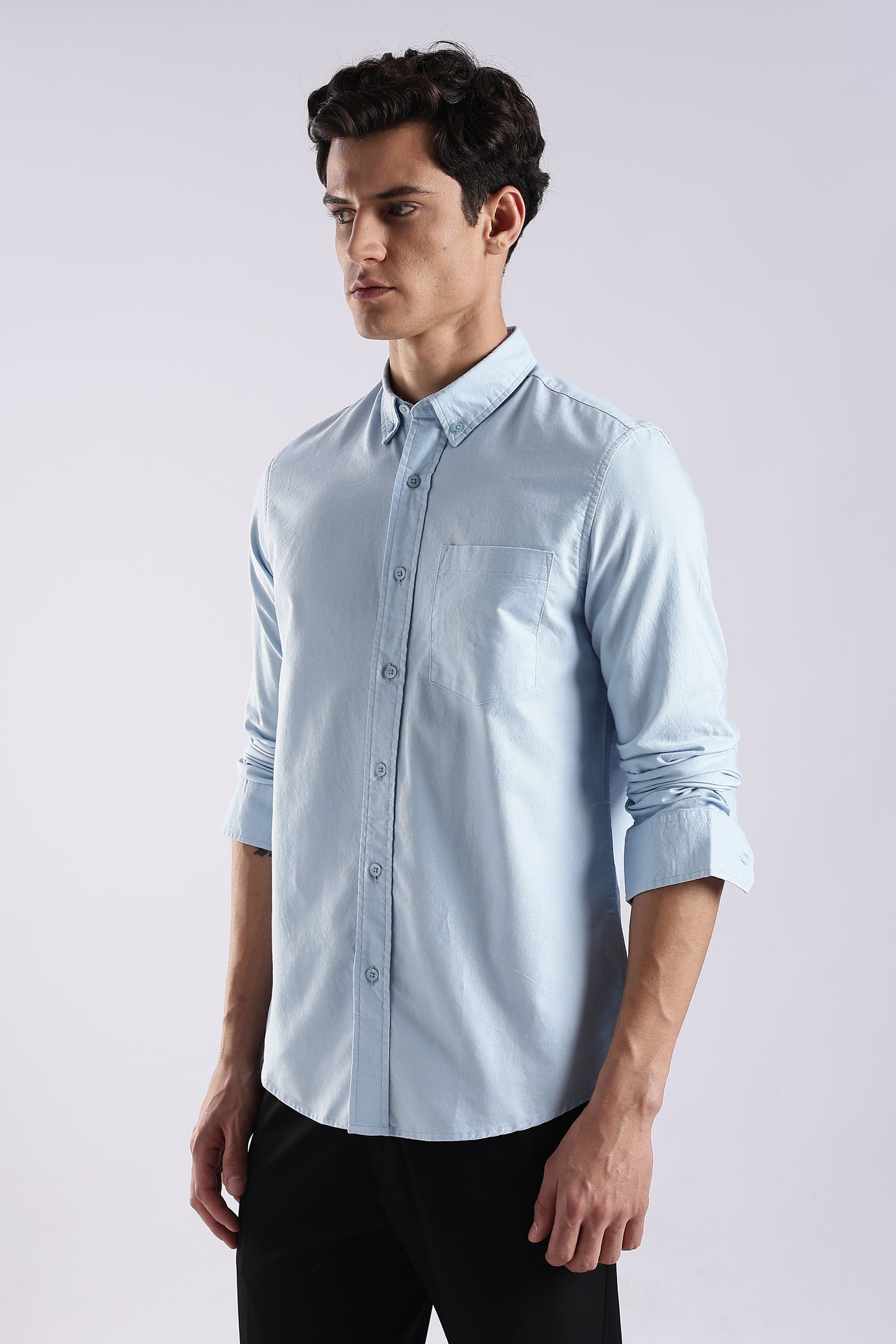 100% Cotton Oxford Solid Shirt Sky Blue