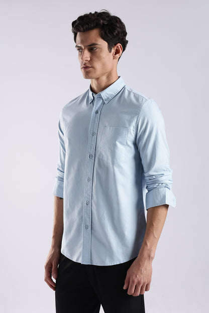 Cotton Oxford Solid Shirt Sky Blue