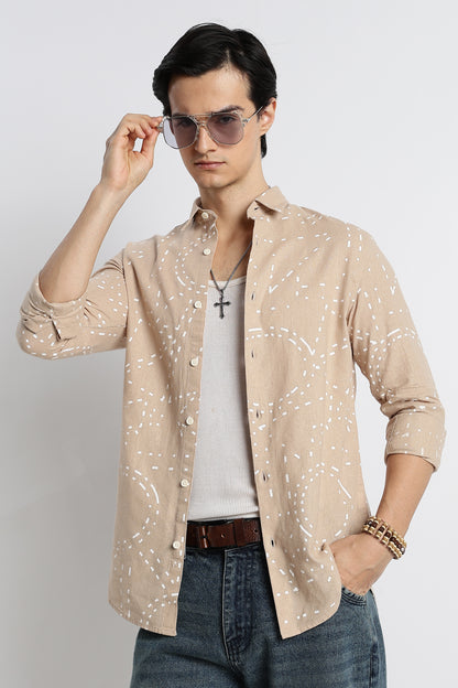 Abstract Geo-Print Shirt Cream