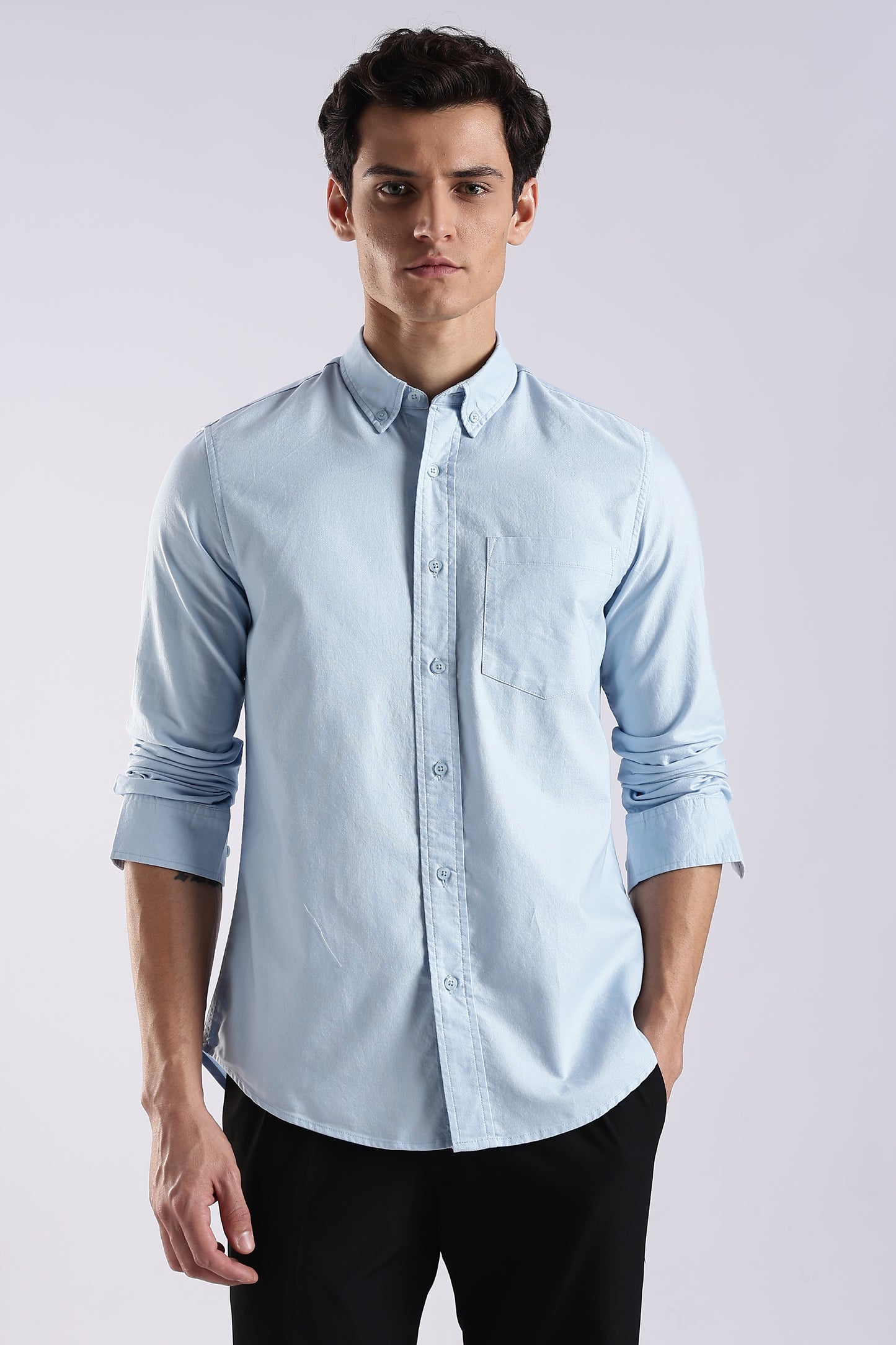 100% Cotton Oxford Solid Shirt Sky Blue
