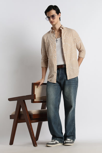 Abstract Geo-Print Shirt Cream