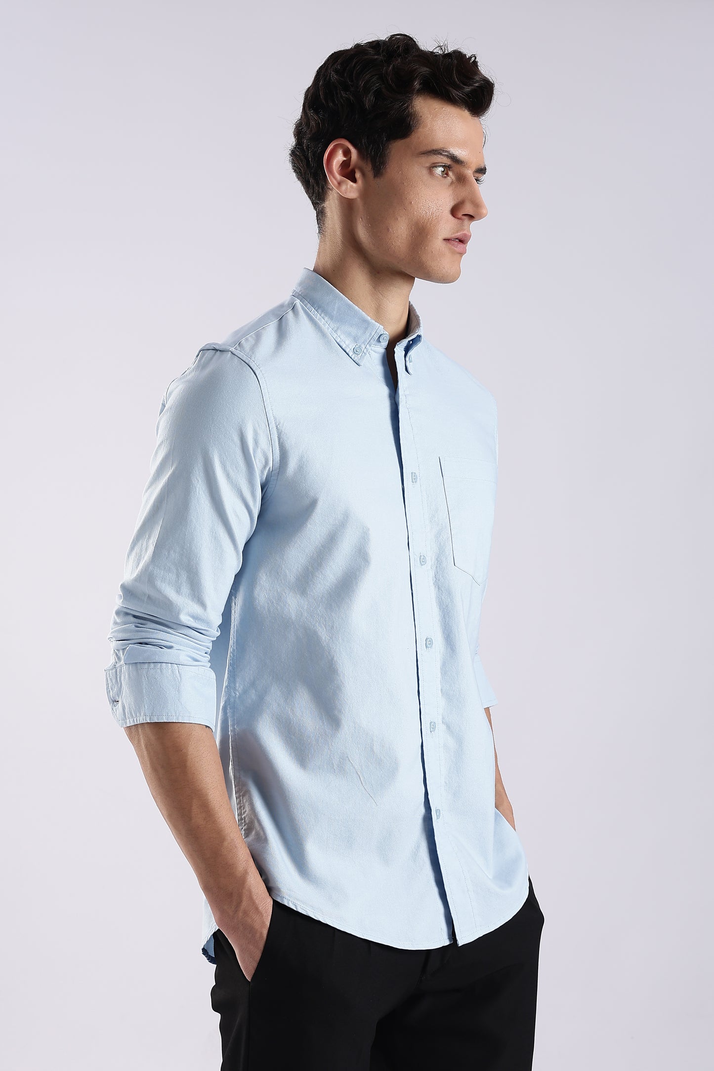 100% Cotton Oxford Solid Shirt Sky Blue
