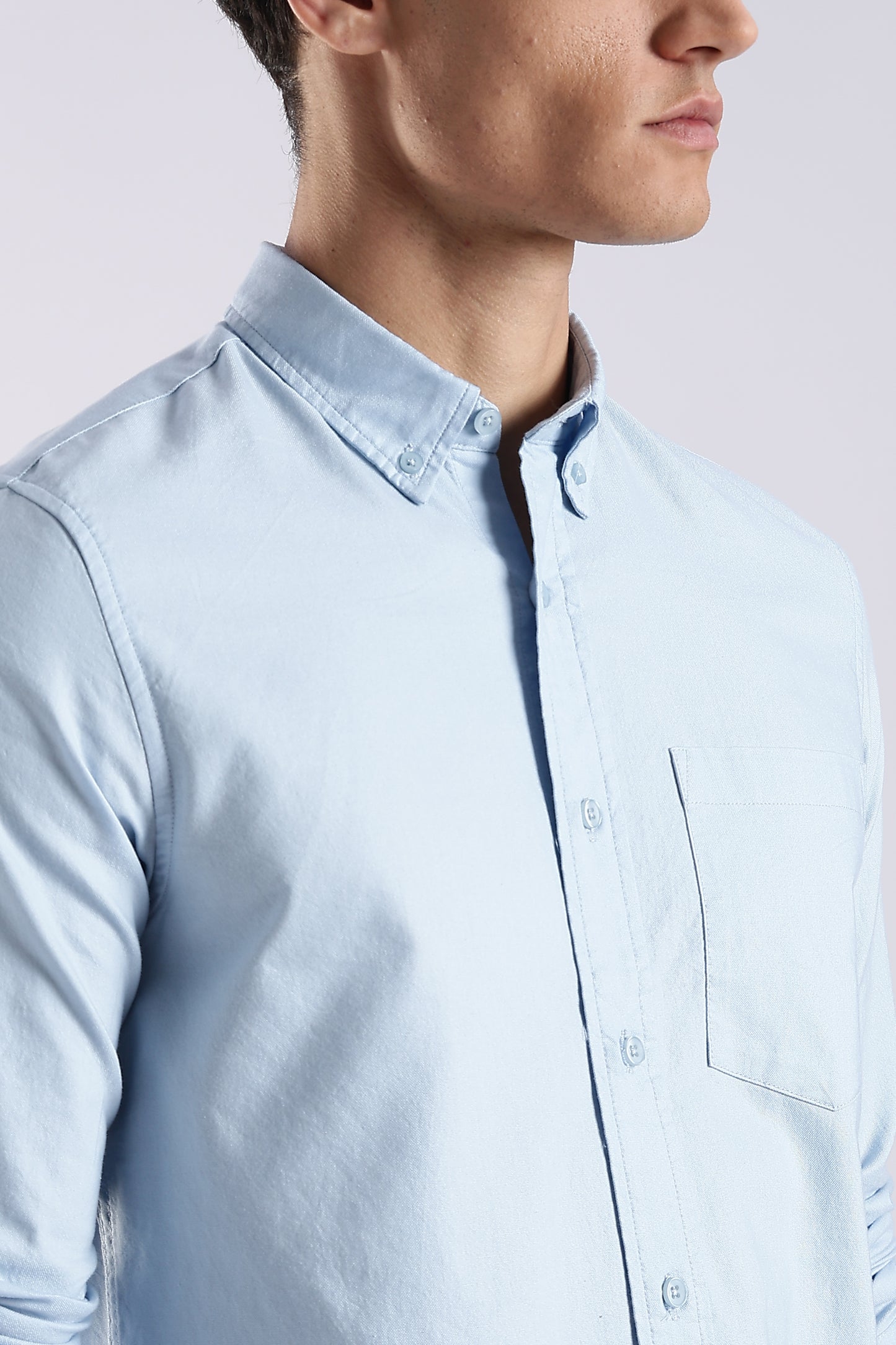 100% Cotton Oxford Solid Shirt Sky Blue