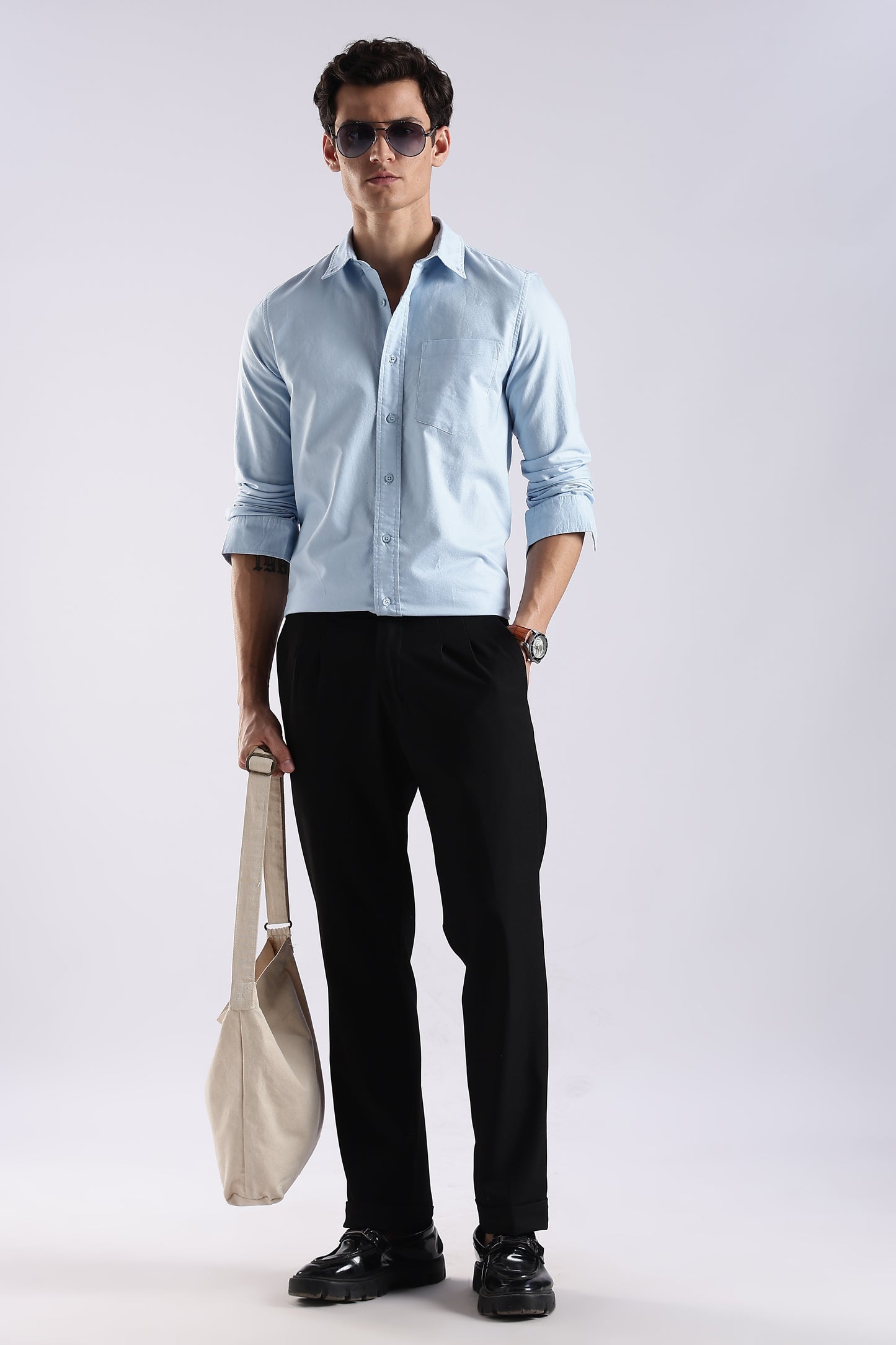 100% Cotton Oxford Solid Shirt Sky Blue