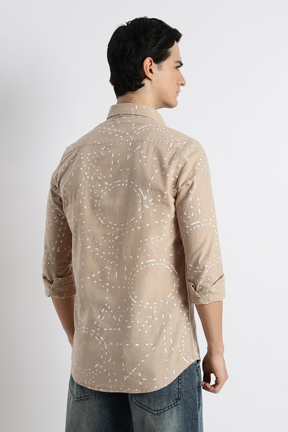 Abstract Geo-Print Shirt Cream