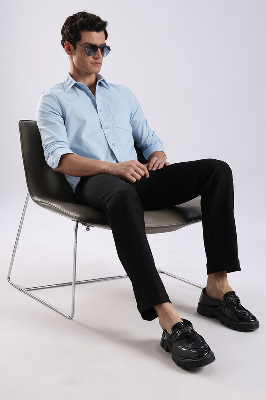 100% Cotton Oxford Solid Shirt Sky Blue