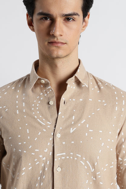 Abstract Geo-Print Shirt Cream