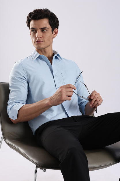 Cotton Oxford Solid Shirt Sky Blue