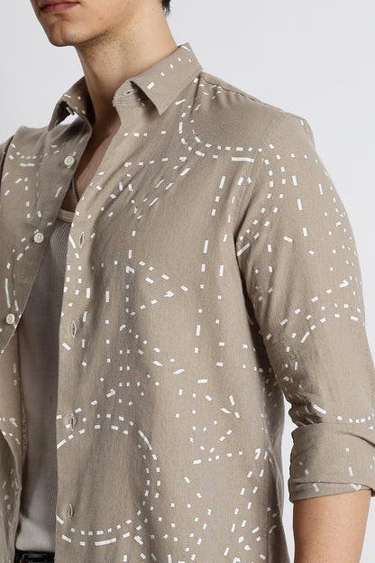 Abstract Geo-Print Shirt Grey