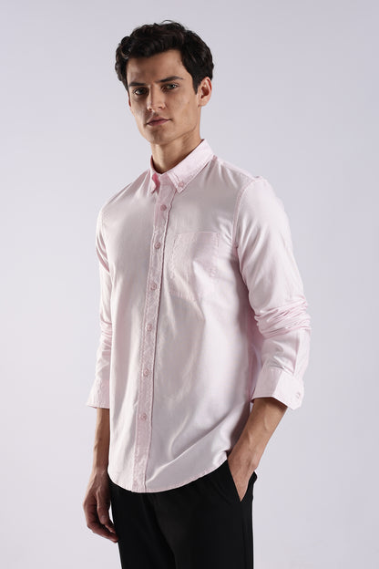Cotton Oxford Solid Shirt Pink