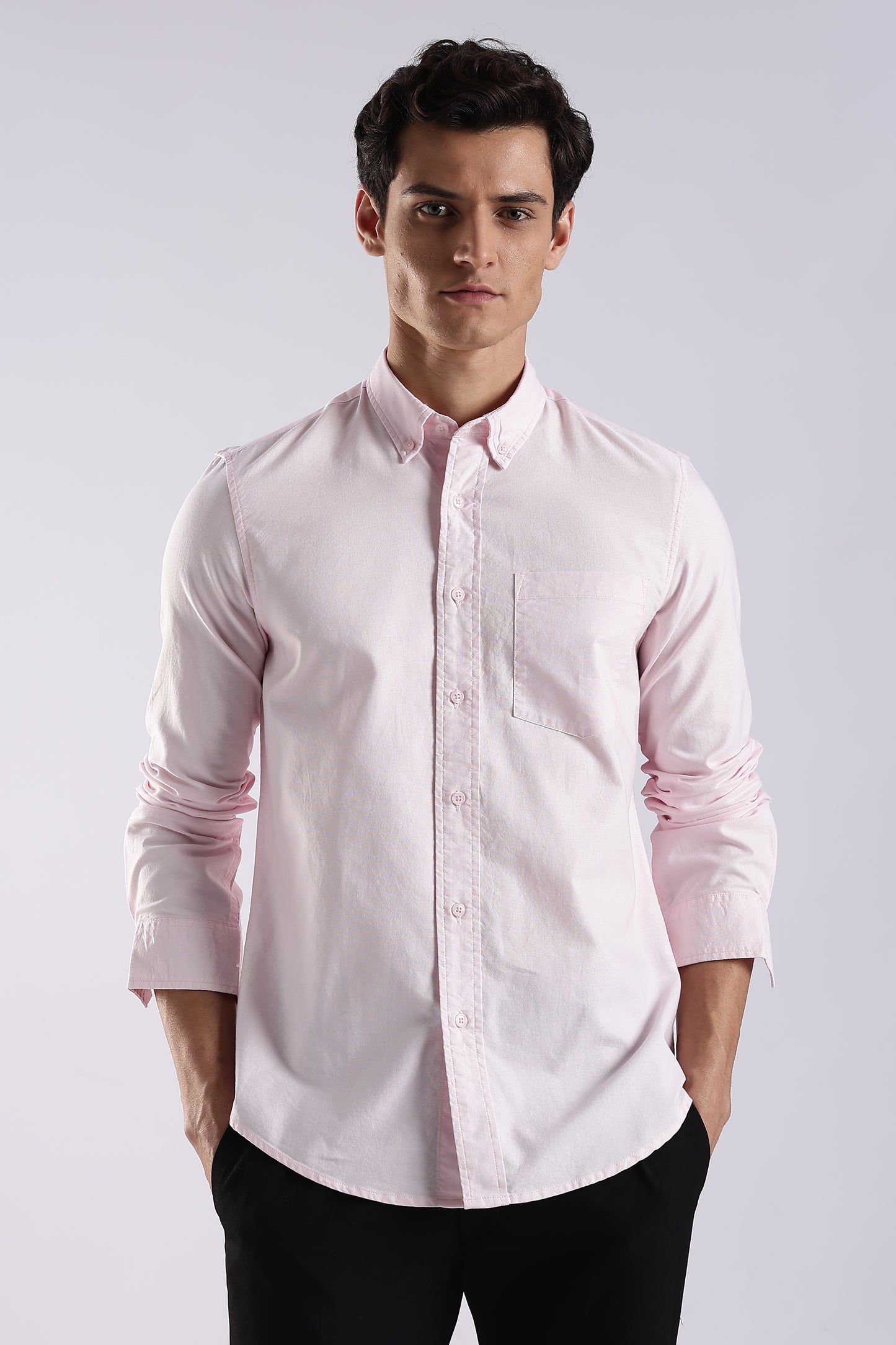 100% Cotton Oxford Solid Shirt Pink