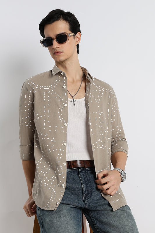 Abstract Geo-Print Shirt Grey