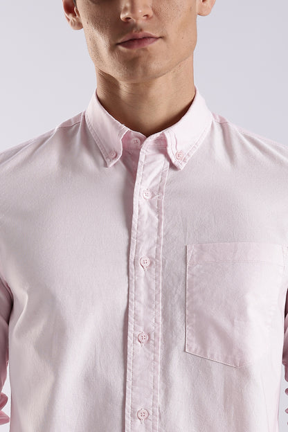 Cotton Oxford Solid Shirt Pink