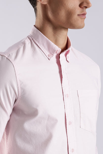 Cotton Oxford Solid Shirt Pink